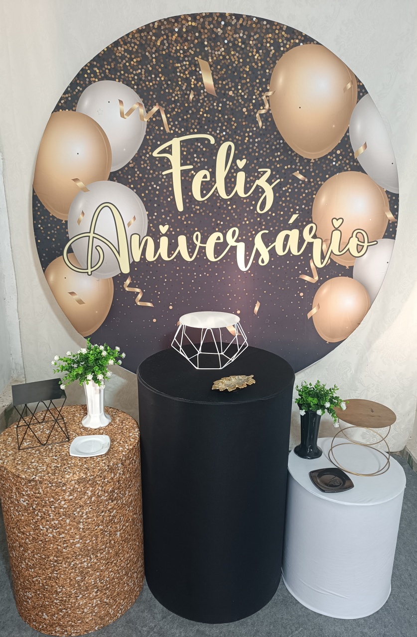 Kit Feliz Aniversário Fundo Preto (02) - FERNANDO FESTAS E EVENTOS