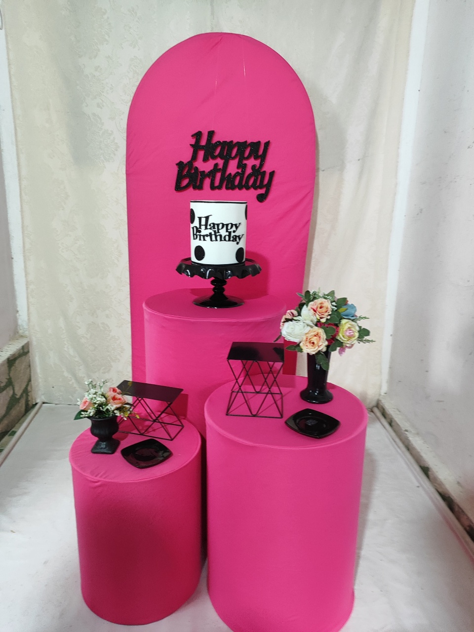 Kit Happy Birthday Preto Pink  - FERNANDO FESTAS E EVENTOS