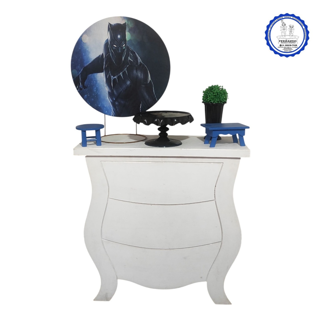 Mini Table Pantera Negra 50X50 - FERNANDO FESTAS E EVENTOS