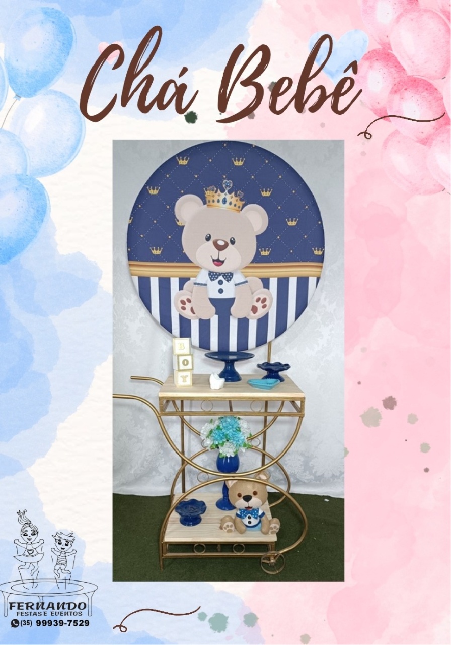Kit Chá Urso Azul Escuro (Prata) - FERNANDO FESTAS E EVENTOS
