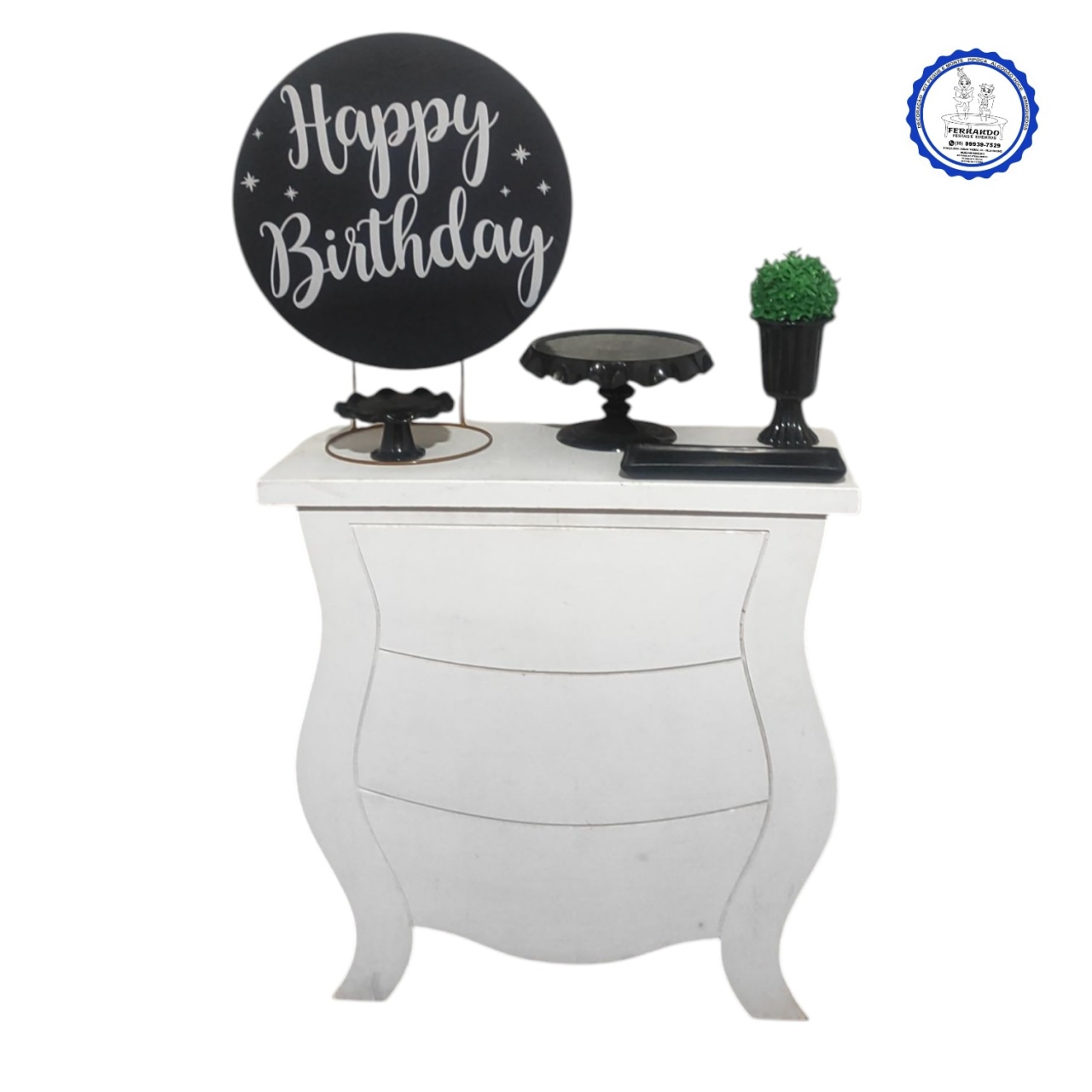 Mini Table Happy Birthday (Preto) - FERNANDO FESTAS E EVENTOS