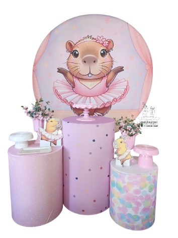 Kit Capivara Bailarina Rosa 02 - FERNANDO FESTAS E EVENTOS