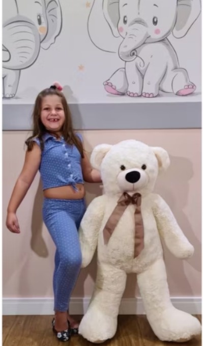 Urso de Pelúcia Baunilha Grande 1,10 Metros - Cassia Decore e Celebre