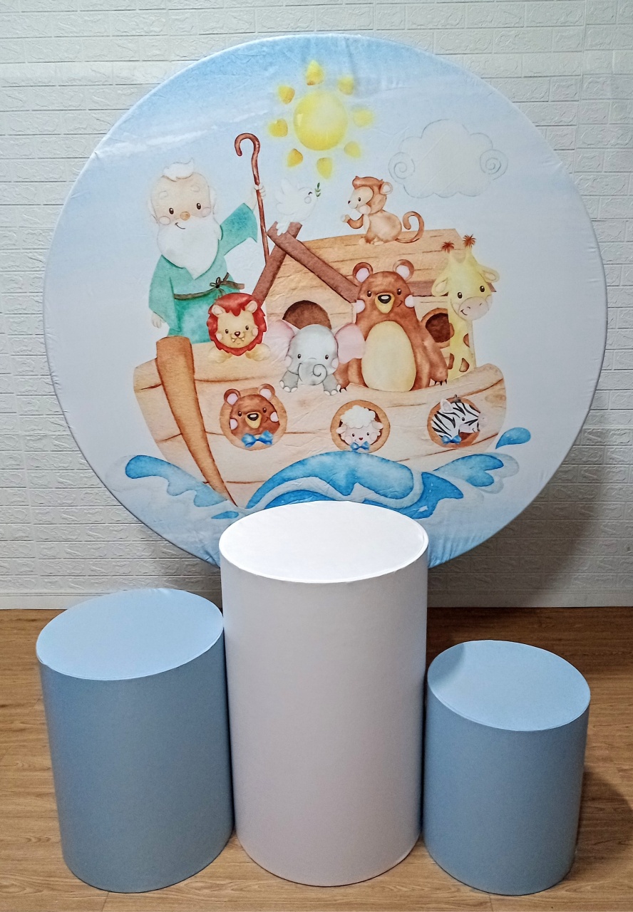 Arca de Noé Azul Kit Padrão 1 Com Capas de Cilindros Lisas   - Cassia Decore e Celebre