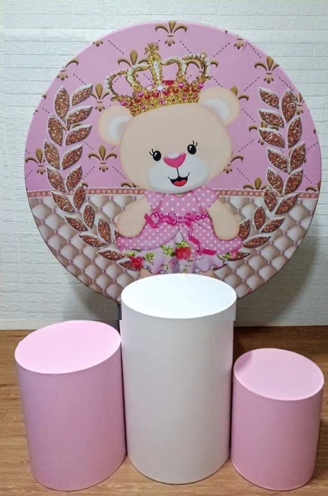Ursinha Realeza Rosa Kit Padrão 1 Com Capas de Cilindros Lisas   - Cassia Decore e Celebre