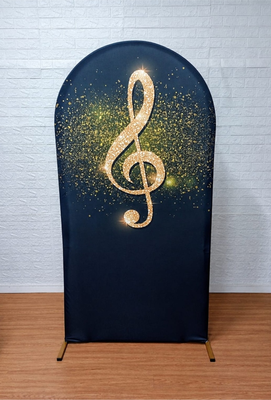 Kit Capa de Painel Romano 2 X 1 Musical Preto E Suporte Romano 2X1 - Cassia Decore e Celebre
