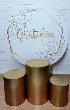 Gratidão Kit Padrão C/Capas de Cilindros Metalizadas Douradas - Cassia Decore e Celebre