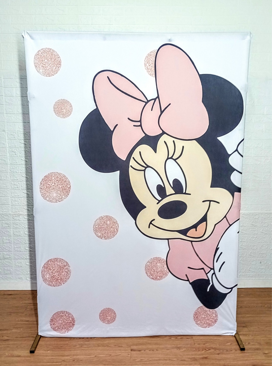 Kit Painel Retangular Lateral C/ Capa 2,20X1,50 Minnie Rosa - Cassia Decore e Celebre