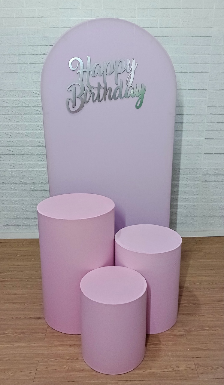 Kit Painel Romano Rosa Bebê Com Cilindro Rosa Bebê - Cassia Decore e Celebre