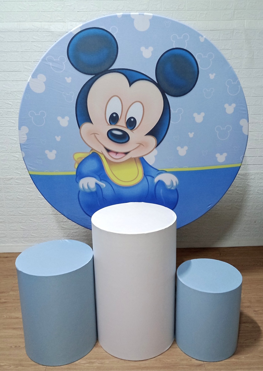 Mickey Baby Azul Kit Padrão 1 Com Capas de Cilindros Lisas  - Cassia Decore e Celebre