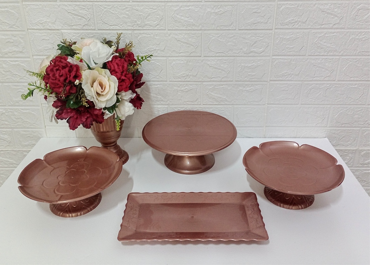 Kit Bandejas / Vasos - Rose 1 - Cassia Decore e Celebre