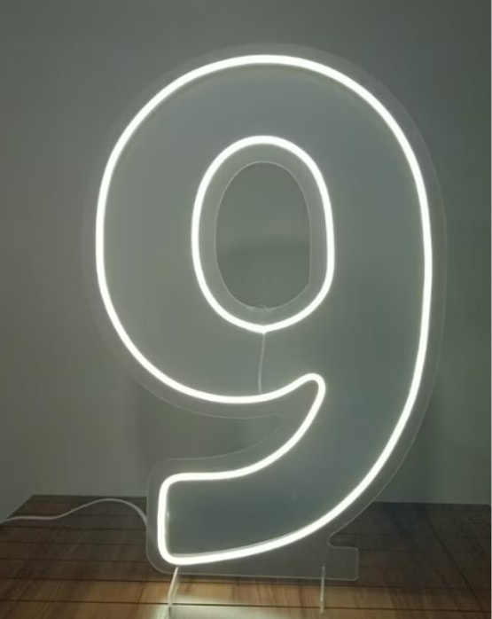 Número 9 Luz Led Branca 50 Cm - Cassia Decore e Celebre