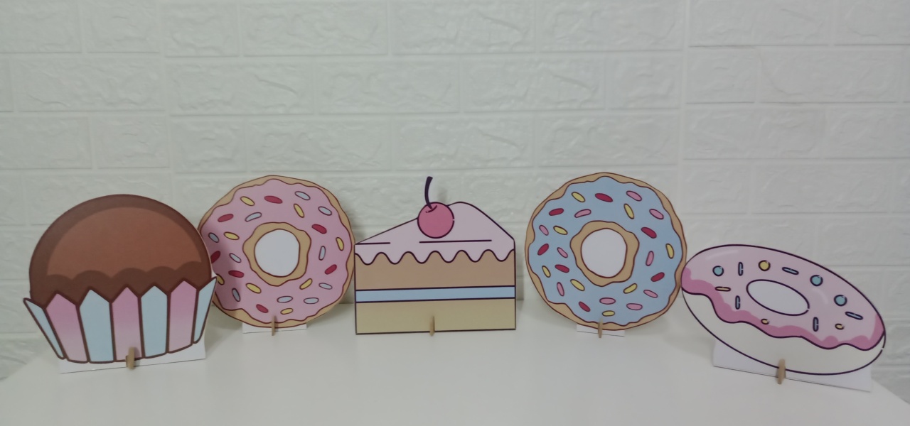 Kit Displays Confeitaria Colorida Mdf 5 Unidades  - Cassia Decore e Celebre