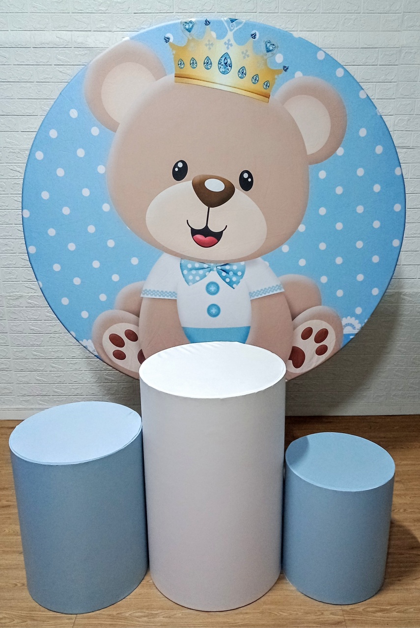 Ursinho Realeza Azul Kit Padrão 1 Com Capas de Cilindros Lisas   - Cassia Decore e Celebre