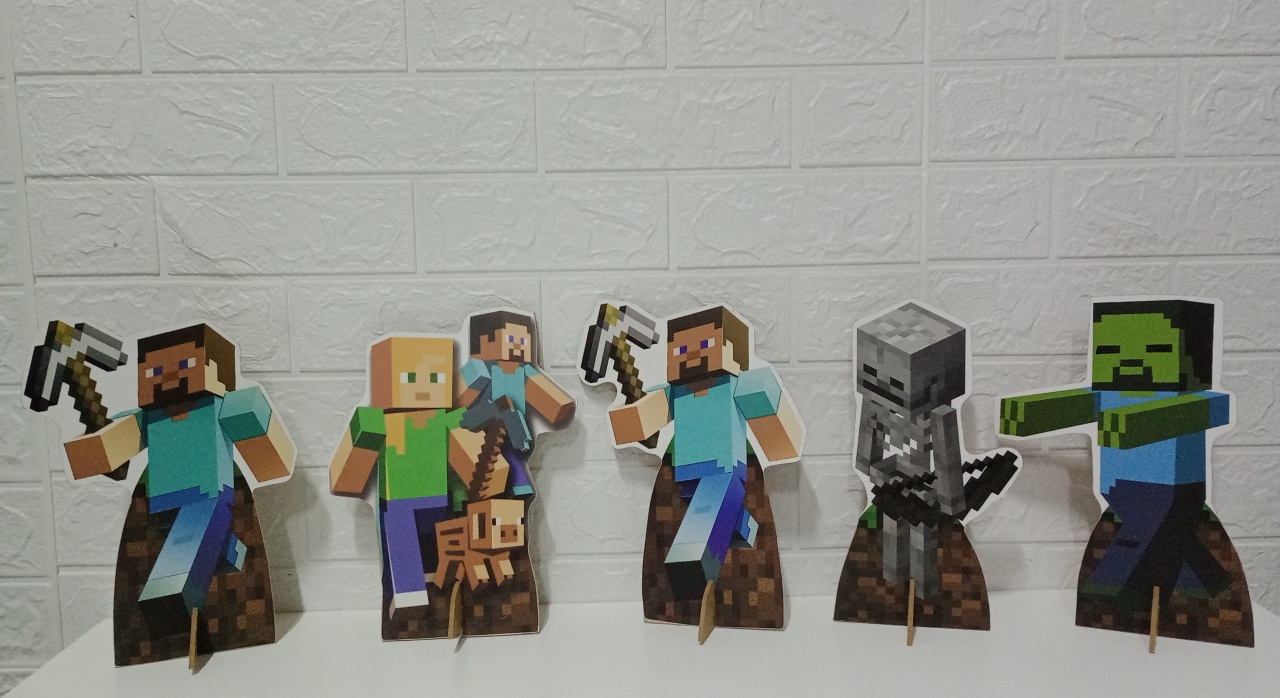 Displays Minecraft 5 Unidades  - Cassia Decore e Celebre