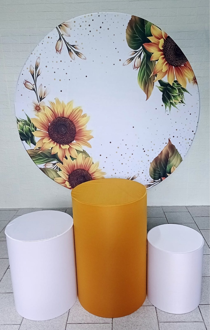 Girassóis Fundo Branco Kit Padrão 1 Com Capas de Cilindros Lisas - Cassia Decore e Celebre