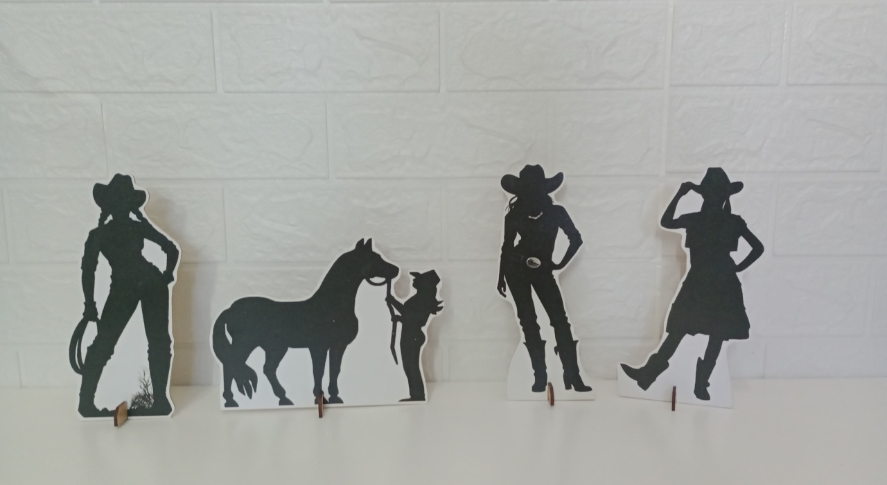 Displays Country Preto Feminino Mdf C/4 Unidades - Cassia Decore e Celebre
