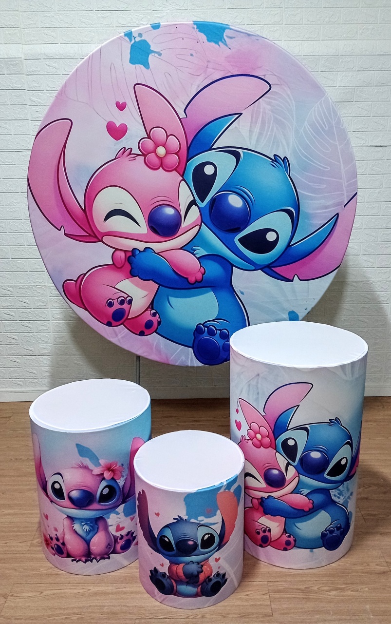 Stitch E Angel Kit Padrão 1 Com Capas de Cilindros Capas Personalizadas  - Cassia Decore e Celebre