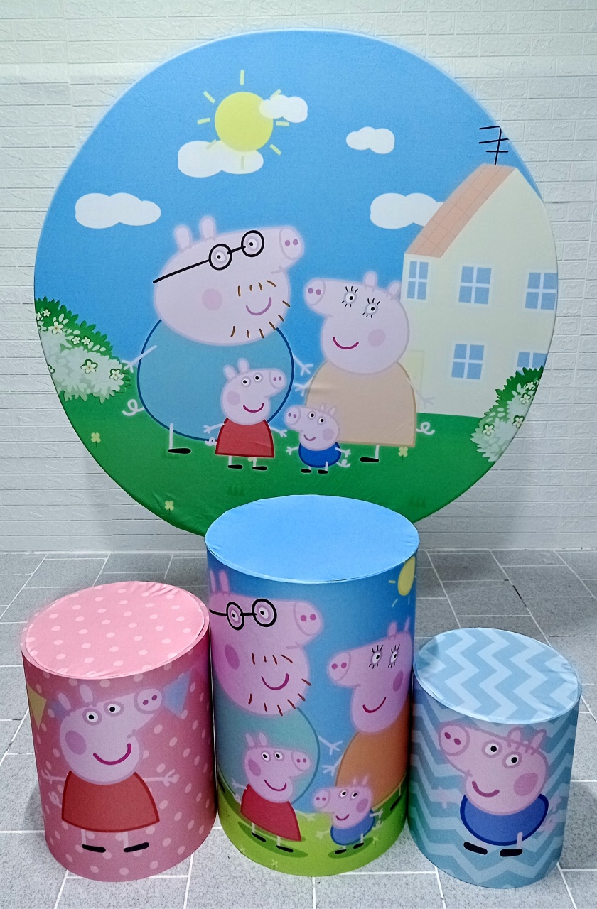 Peppa Pig Kit Padrão 1 Com Capas de Cilindros Personalizadas  - Cassia Decore e Celebre