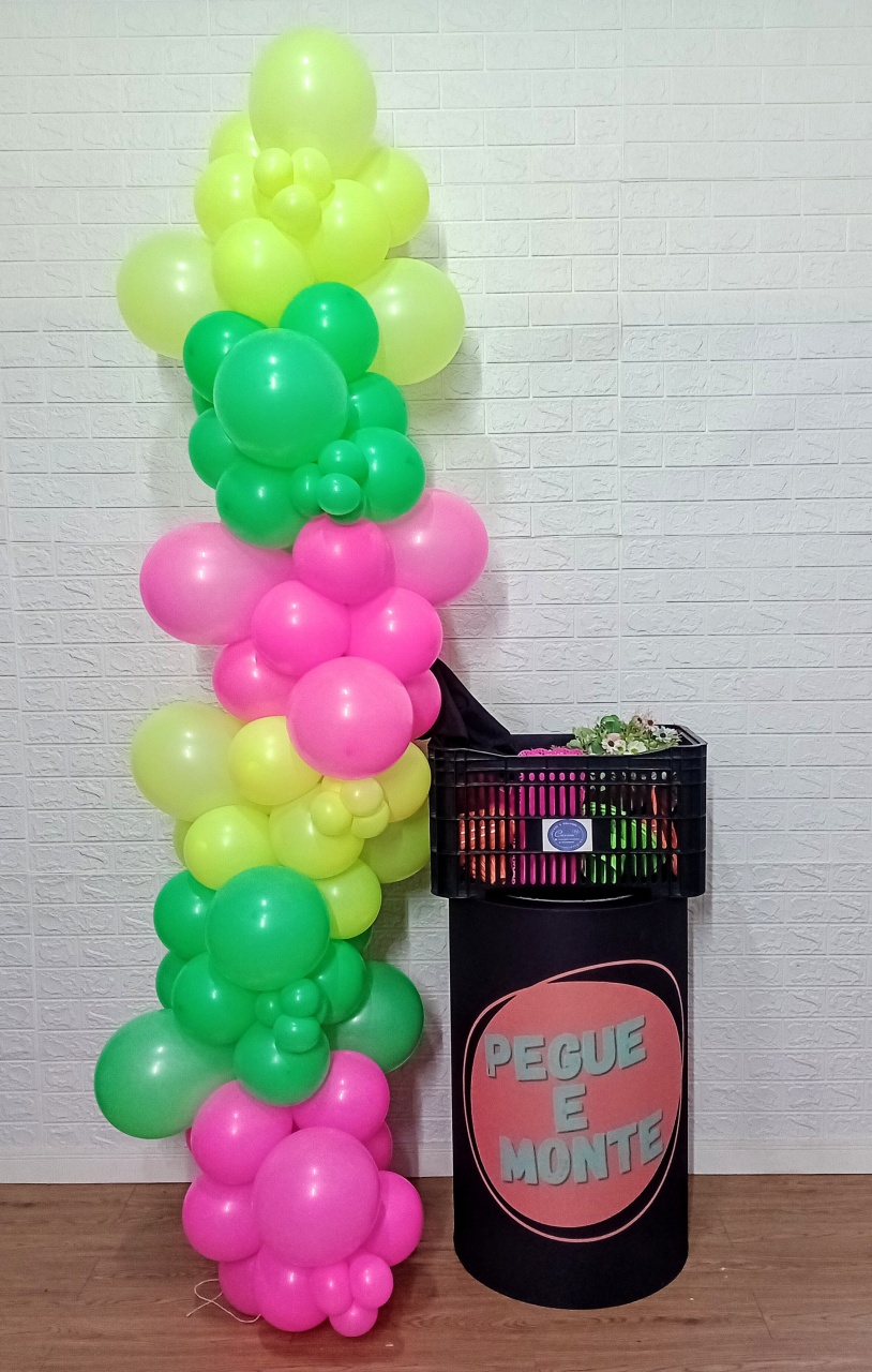 Arco de Balões Orgânicos Delivery Neon 2,20 Metros: Até 3 Cores  - Cassia Decore e Celebre