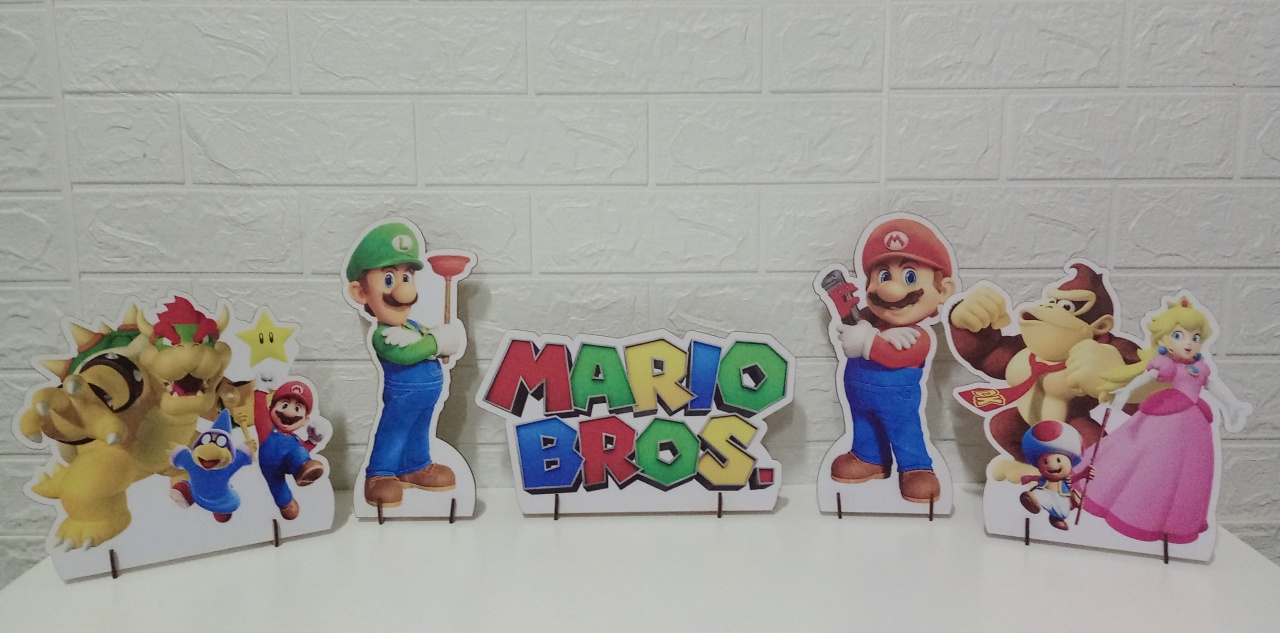 Kit Displays Super Mario Boss Mdf 5 Unidades - Cassia Decore e Celebre