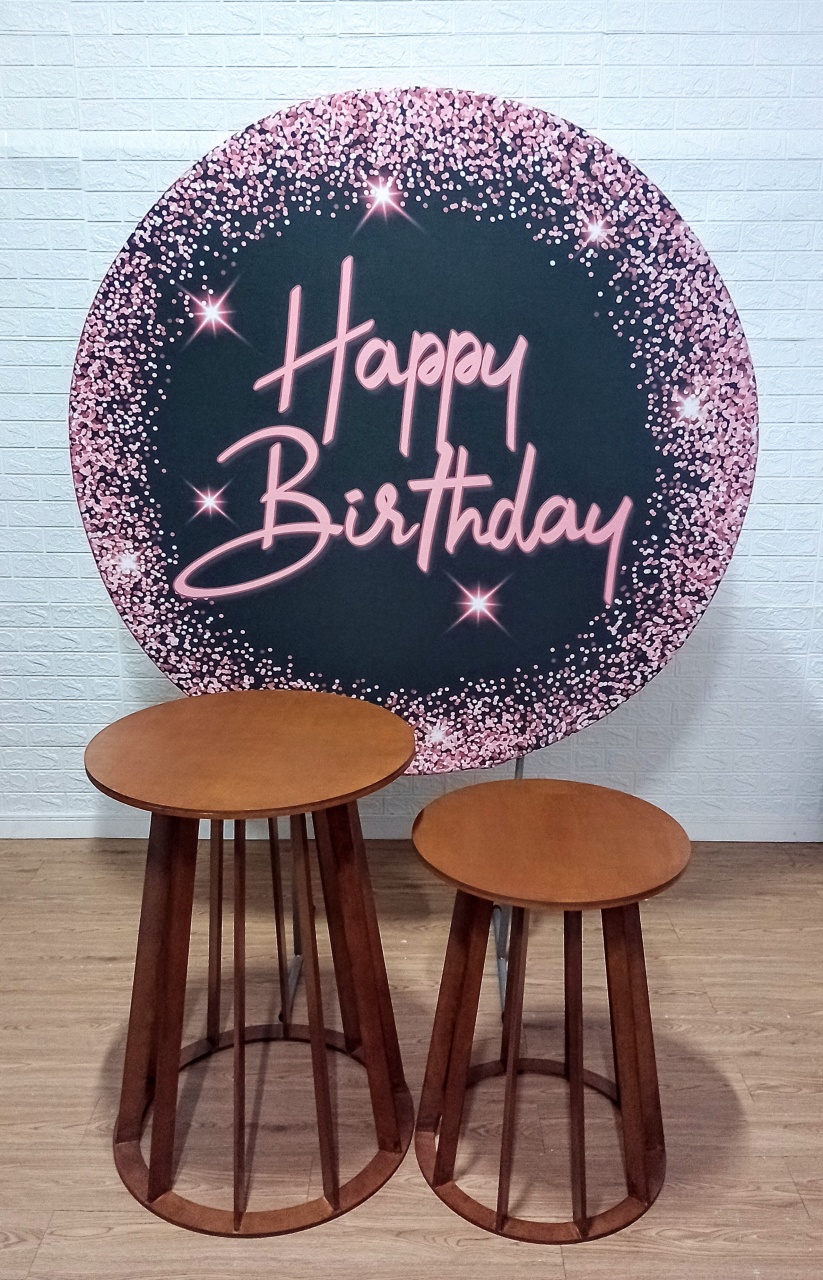 Kit Capa de Painel Redondo 1,50 M + 2 Mesa Cônicas G E M - Cassia Decore e Celebre