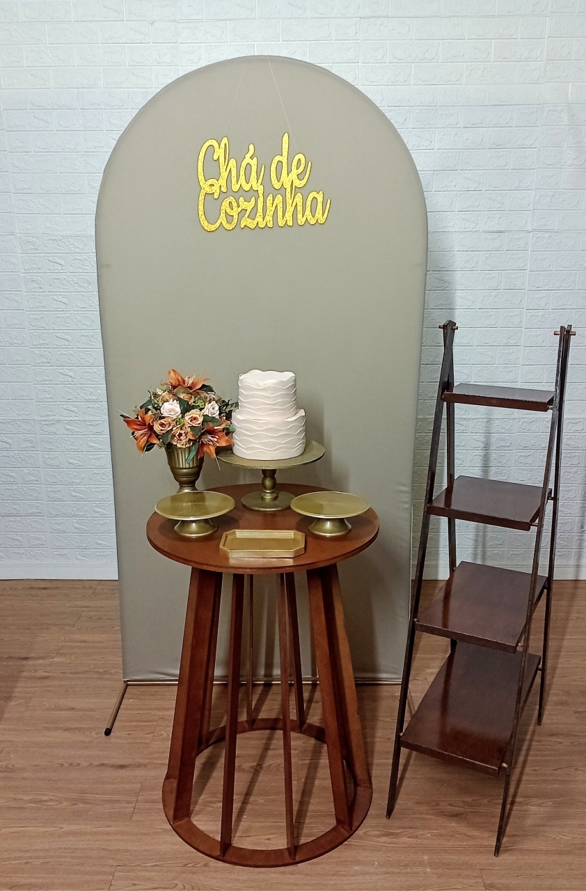 Kit Painel Romano Chá de Cozinha 1 Mesa Cônica + Escada  - Cassia Decore e Celebre