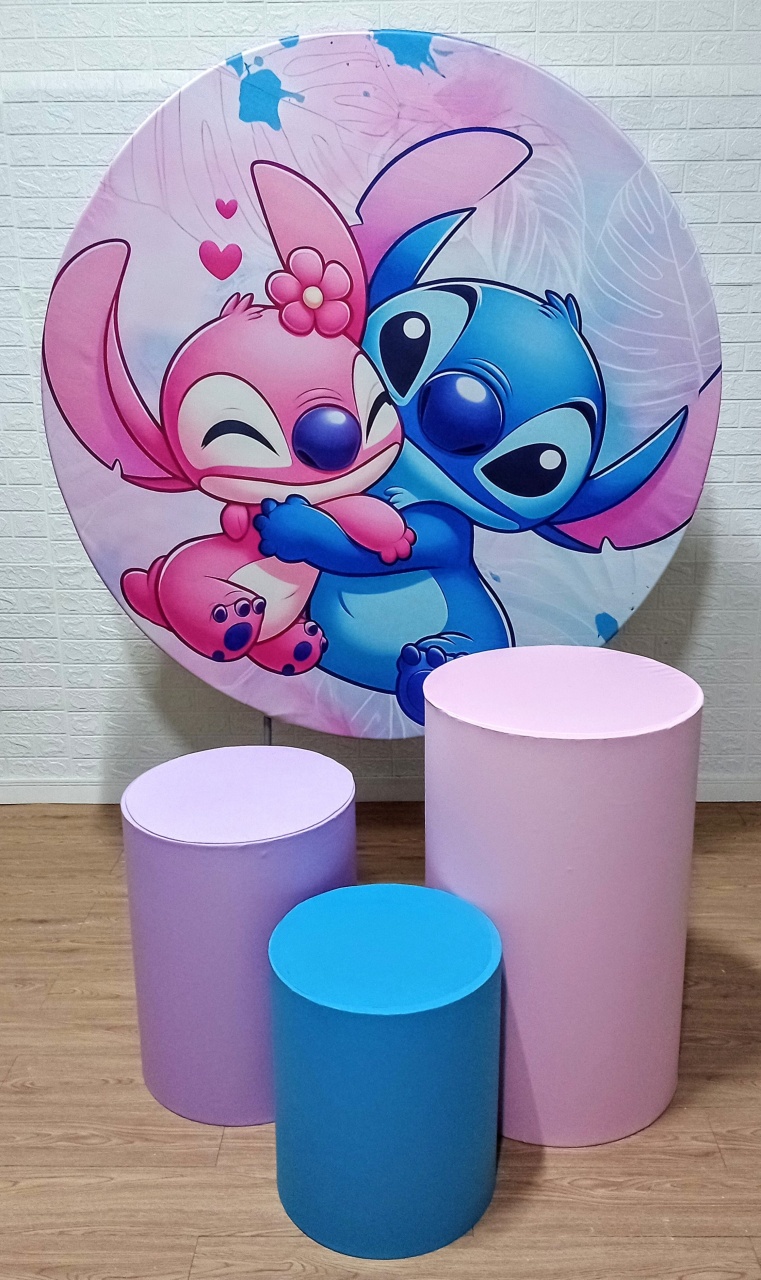  Stitch  E Angel Kit Padrão 1 Com Capas  de Cilindros Lisas   - Cassia Decore e Celebre