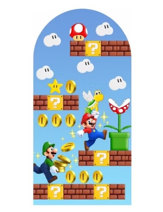  Kit Capa de Painel Romano 2X1 Super Mario Boss E Suporte Romano 2X1  - Cassia Decore e Celebre