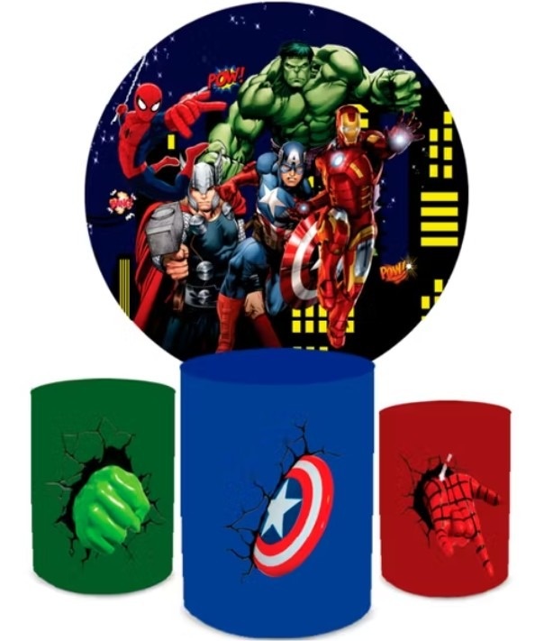 Vingadores Heróis Kit Padrão 1 C/ Capas de Cilindros Personalizadas - Cassia Decore e Celebre