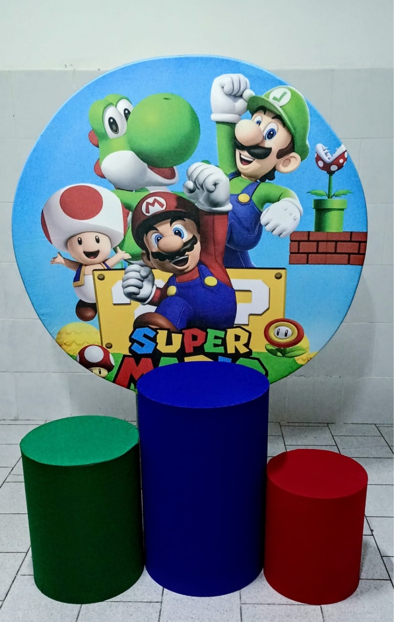 Super Mário Bross Kit Padrão 1 C/ Capas  de Cilindros Lisas   - Cassia Decore e Celebre