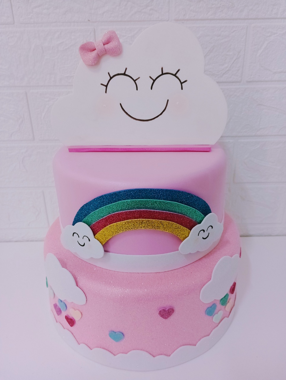 Bolo Fake Chuva de Amor 02 Andares - Cassia Decore e Celebre