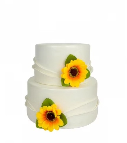 Bolo Fake Girassol 2 Andares - Cassia Decore e Celebre
