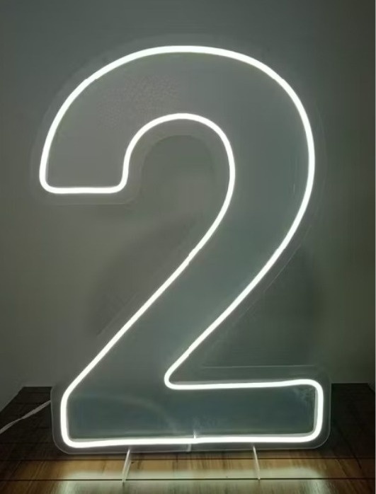 Número 2 Luz Led Branca 50 Cm Em Acrílico Bivolt  - Cassia Decore e Celebre