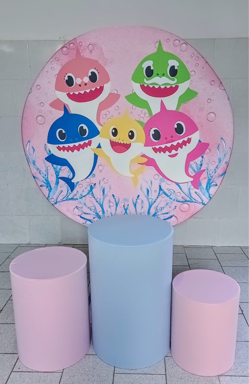 Baby Shark Rosa Kit Padrão 1 Com Capas Lisas     - Cassia Decore e Celebre