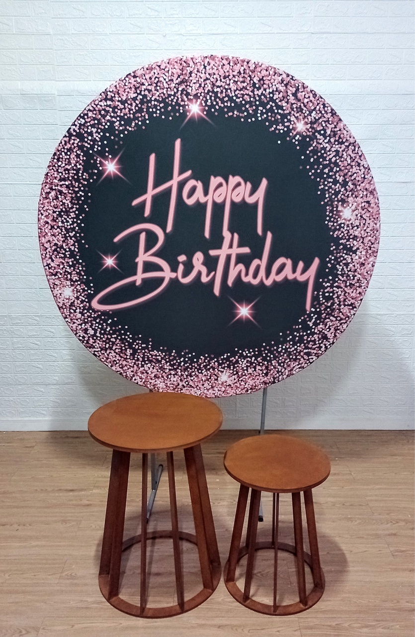 Kit Capa de Painel Redondo 1,50 M + 2 Mesa Cônicas  M E P - Cassia Decore e Celebre