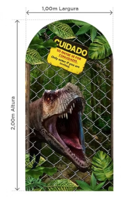 Kit Capa de Painel Romano Dinossauros Jurassic Park 2X1  E Suporte Romano 2X1  - Cassia Decore e Celebre
