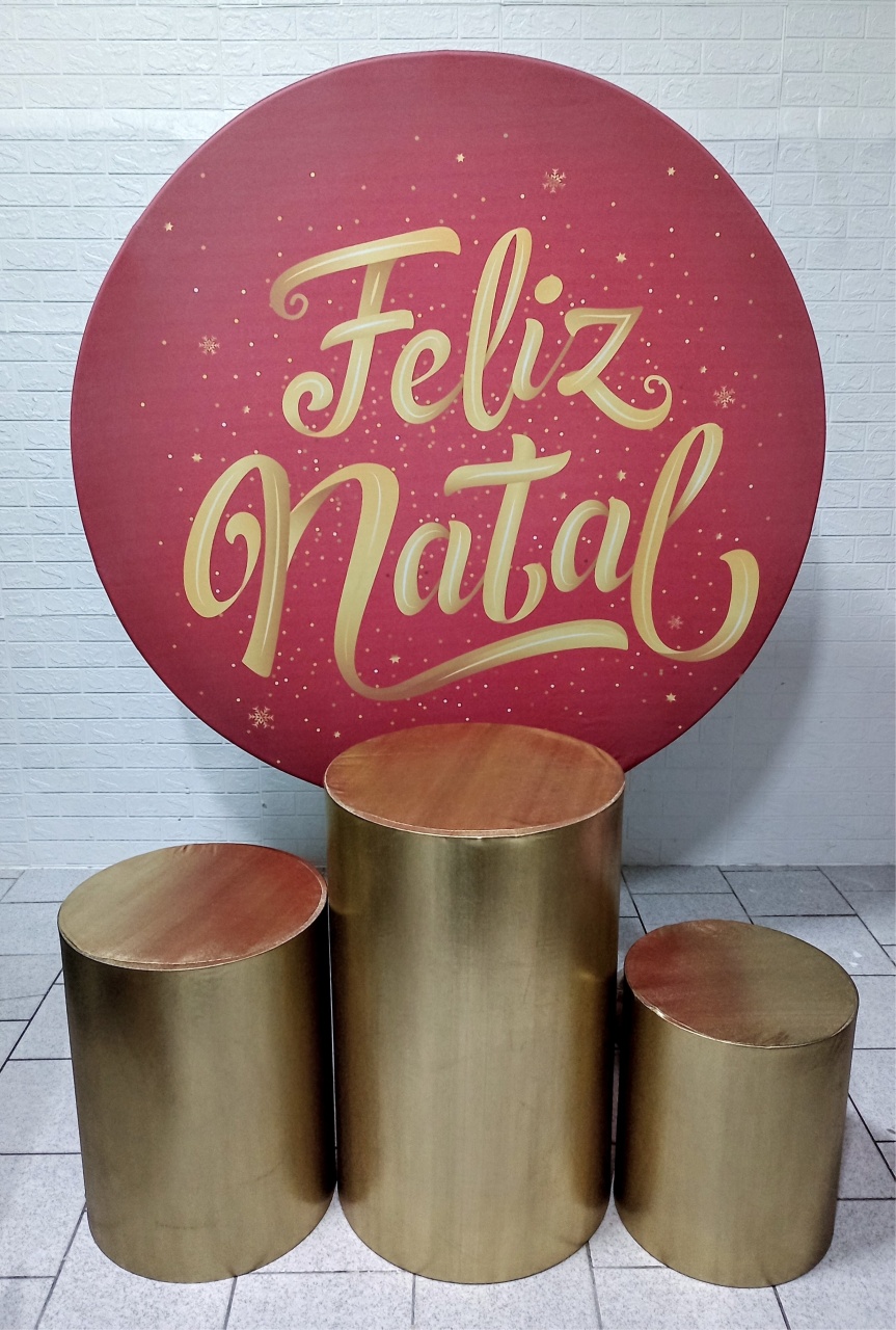 Natal Dourado E Vermelho Kit Padrão 1 Com Capas de Cilindros Metalizadas - Cassia Decore e Celebre