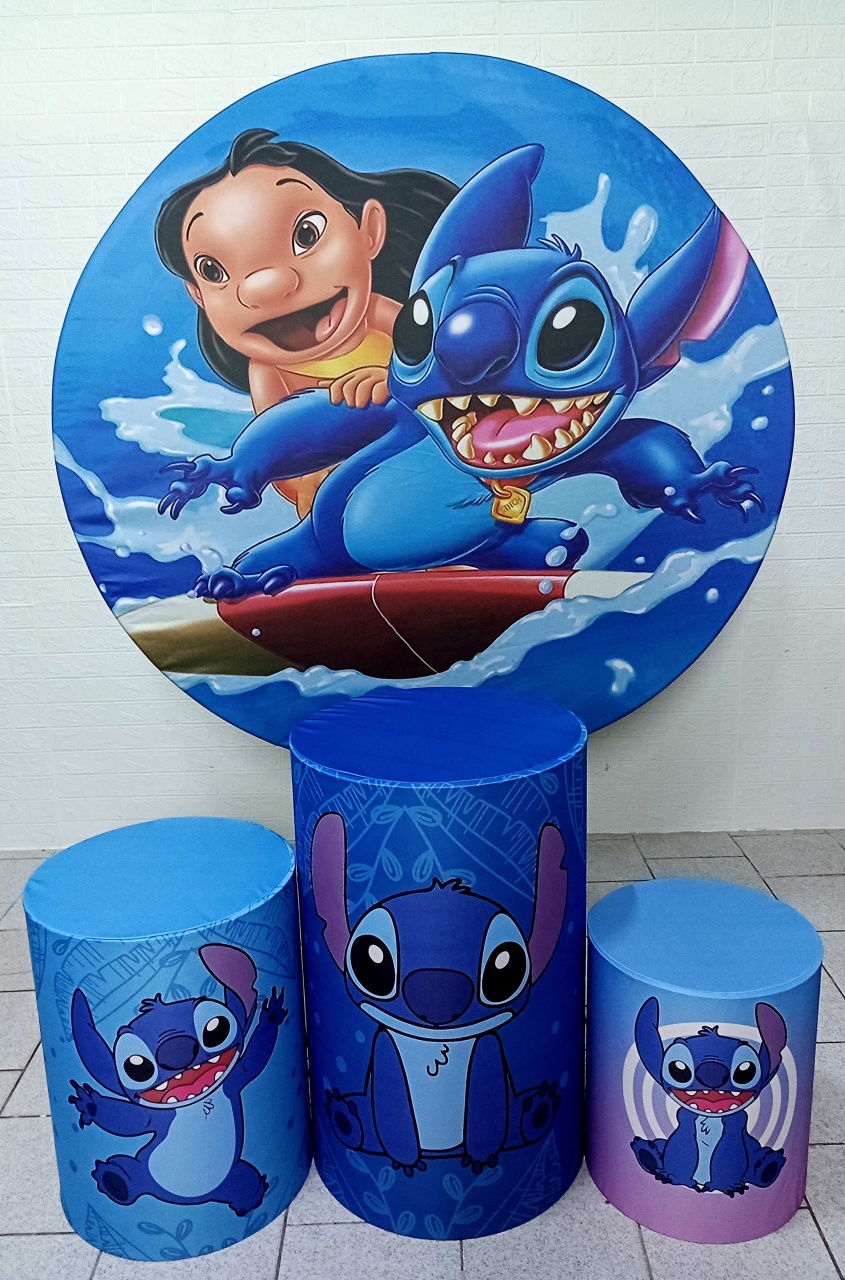 Lilo E  Stitch Kit Padrão 1 Com Capas de Cilindros Capas Personalizadas  - Cassia Decore e Celebre
