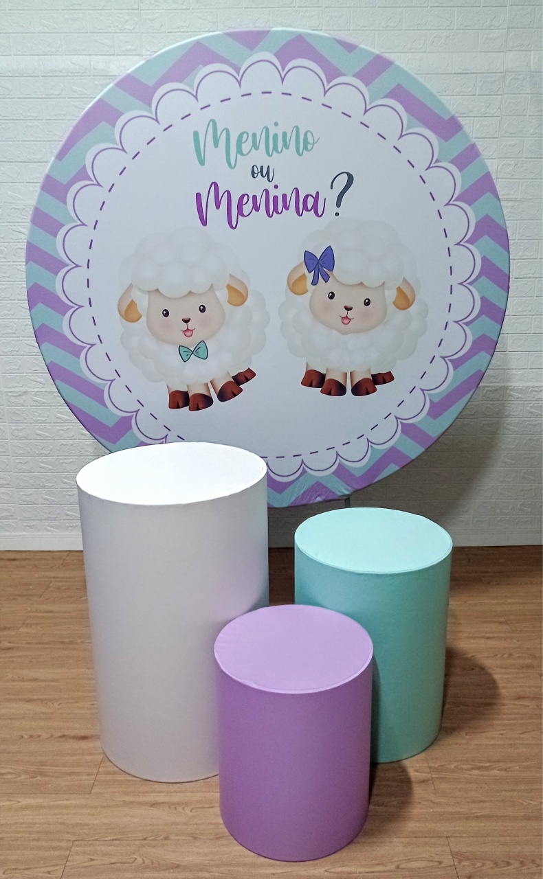 Chá Revelação Ovelhinhas Verde E Lilás Kit Padrão 1 Com Capas Lisas  - Cassia Decore e Celebre