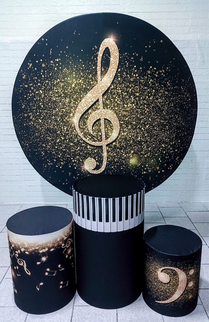 Musical Dourado E Preto Kit Padrão 1 Com Capas Personalizadas   - Cassia Decore e Celebre