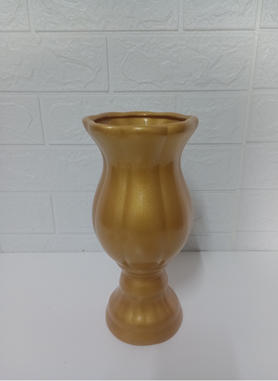 Vaso de Cerâmica Dourado M 25X12 - Cassia Decore e Celebre