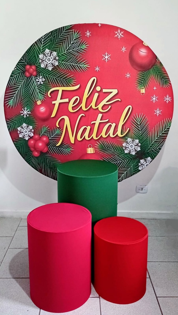 Natal Verde E Vermelho Kit Padrão 1 Com Capas de Cilindros Lisas   - Cassia Decore e Celebre