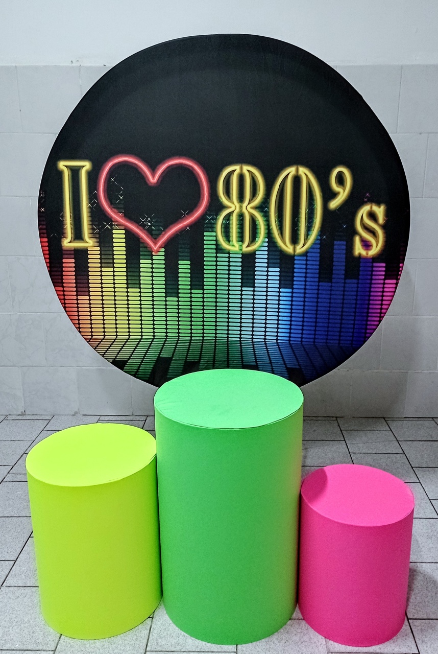 Anos 80 Neon  Kit Padrão 1 Com Capas de Cilindros Lisas  - Cassia Decore e Celebre