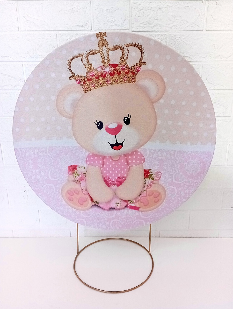 Capa Ursinha Realeza Rosa 50 Cm Mini Festa - Cassia Decore e Celebre