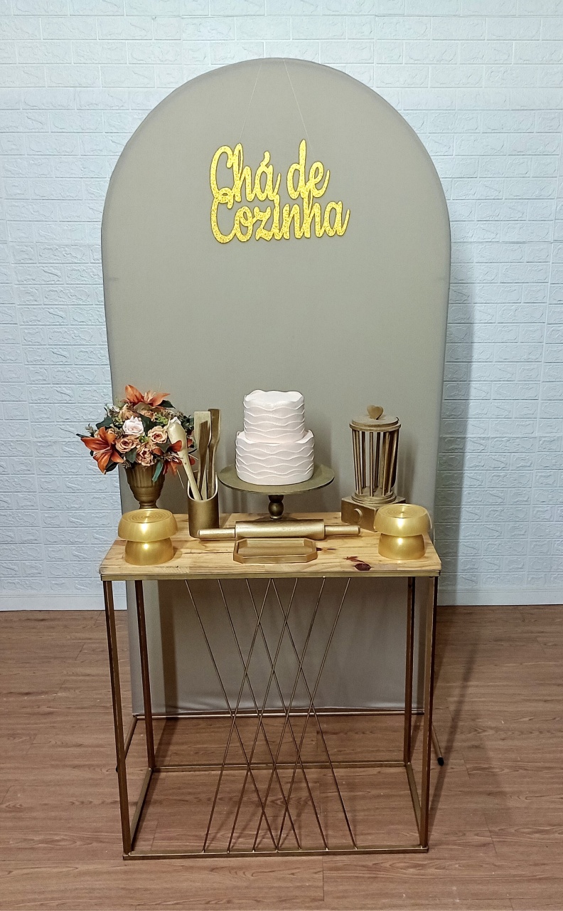 Kit Painel Romano Chá de Cozinha 1 Mesa Treliça + Utensílios Mdf  - Cassia Decore e Celebre