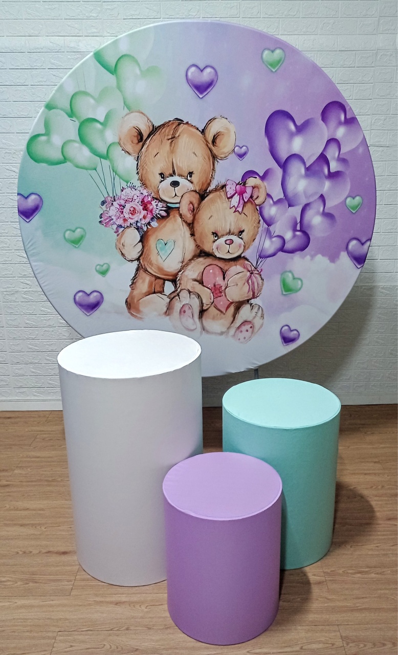 Chá Revelação Ursinhos Verde E Lilás Kit Padrão 1 Com Capas Lisas  - Cassia Decore e Celebre