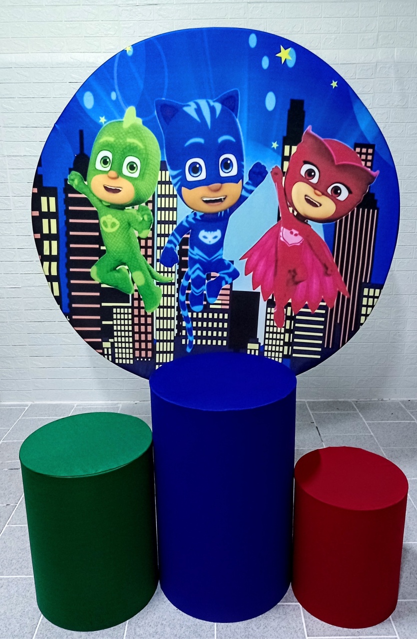 Pj Masks Kit Padrão 1 Com Capas de Cilindros Lisas   - Cassia Decore e Celebre