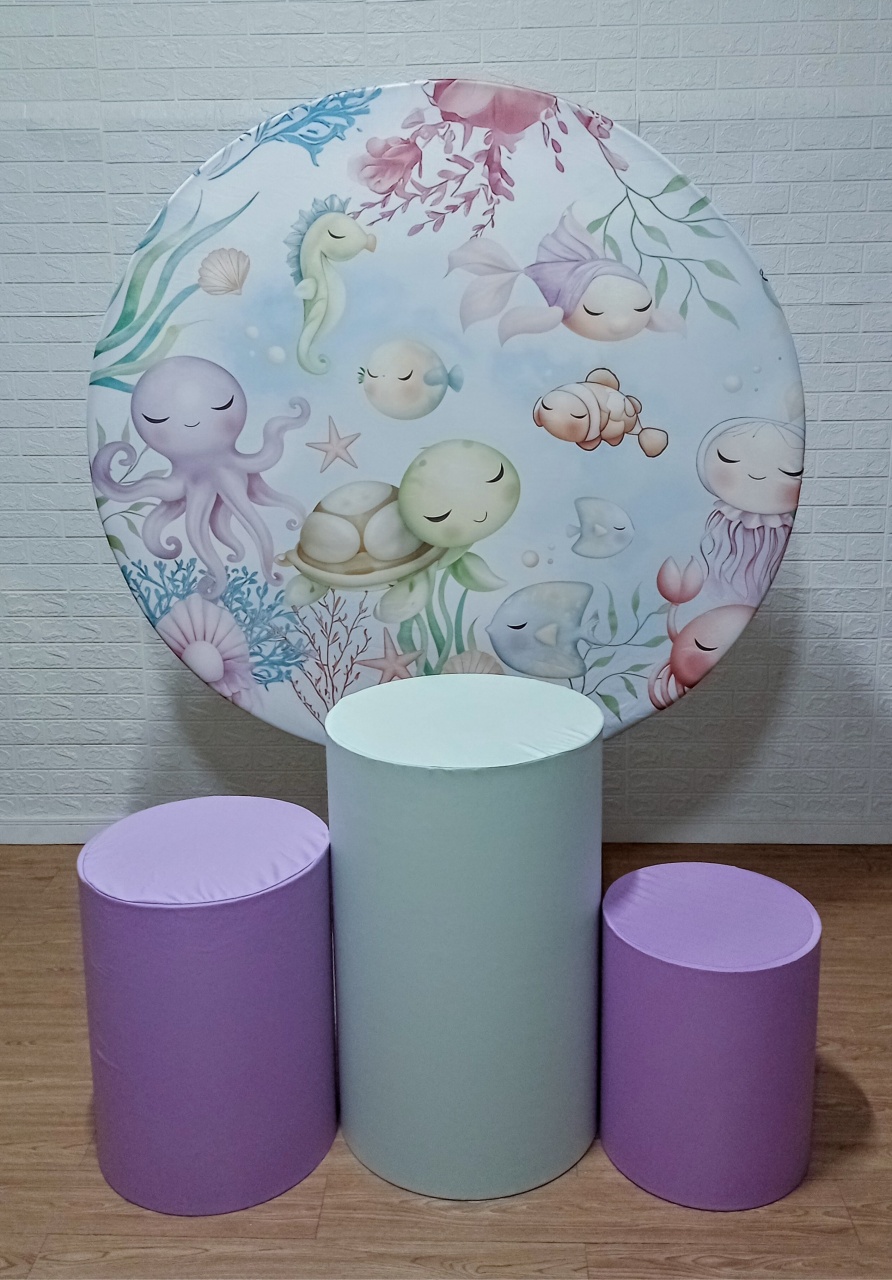 Fundo Do Mar Verde E Lilás Kit Padrão 1 Com Capas Lisas  - Cassia Decore e Celebre