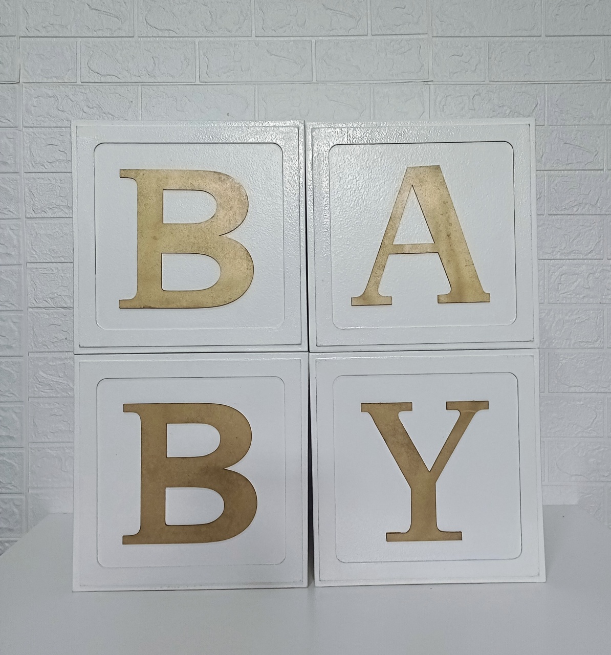 Kit Cubo Baby Branco Com Moldura Branca - Cassia Decore e Celebre